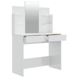 NNEVL Dressing Table Set High Gloss White 96x40x142 cm