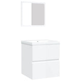 NNEVL Bathroom Sink Cabinet with Basin and Mirror High Gloss White