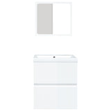 NNEVL Bathroom Sink Cabinet with Basin and Mirror High Gloss White
