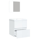 NNEVL Bathroom Sink Cabinet with Basin and Mirror High Gloss White