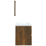 NNEVL Bathroom Sink Cabinet with Basin and Mirror Smoked Oak