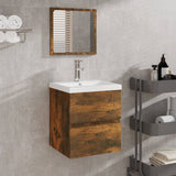 NNEVL Bathroom Sink Cabinet with Basin and Mirror Smoked Oak