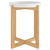 NNEVL Coffee Table White 41x41x48.5cm Engineered Wood&Solid Wood Pine