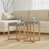 NNEVL Coffee Tables 2 pcs Grey Engineered Wood and Solid Wood Pine