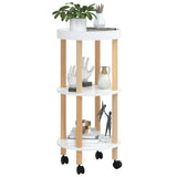 NNEVL 3-tier Trolley White 38x38x82 cm Engineered Wood&Solid Wood Pine