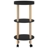 NNEVL 3-tier Trolley Black 38x38x82cm Engineered Wood&Solid Wood Pine