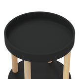 NNEVL 3-tier Trolley Black 38x38x82cm Engineered Wood&Solid Wood Pine