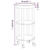 NNEVL 3-tier Trolley Black 38x38x82cm Engineered Wood&Solid Wood Pine