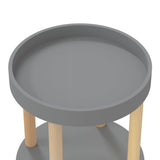 NNEVL 3-tier Trolley Grey 38x38x82cm Engineered Wood&Solid Wood Pine