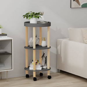 NNEVL 3-tier Trolley Grey 38x38x82cm Engineered Wood&Solid Wood Pine