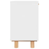 NNEVL Bedside Cabinets 2 pcs White Solid Wood Pine and Natural Rattan