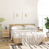 NNEVL Bedside Cabinets 2 pcs White Solid Wood Pine and Natural Rattan