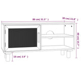 NNEVL TV Cabinet White 80x30x40 cm Solid Wood Pine and Natural Rattan