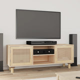 NNEVL TV Cabinet Brown 105x30x40 cm Solid Wood Pine&Natural Rattan