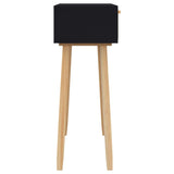 NNEVL Console Table Black 80x30x75 cm Solid Wood Pine&Natural Rattan