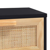 NNEVL Console Table Black 80x30x75 cm Solid Wood Pine&Natural Rattan