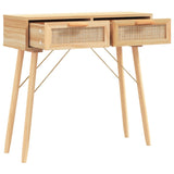 NNEVL Console Table Brown 80x30x75 cm Solid Wood Pine&Natural Rattan