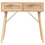 NNEVL Console Table Brown 80x30x75 cm Solid Wood Pine&Natural Rattan