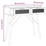 NNEVL Console Table Brown 80x30x75 cm Solid Wood Pine&Natural Rattan