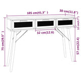 NNEVL Console Table White 105x30x75 cm Solid Wood Pine&Natural Rattan