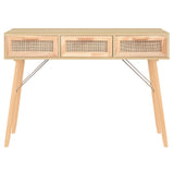 NNEVL Console Table Brown 105x30x75 cm Solid Wood Pine&Natural Rattan