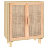 NNEVL Sideboard Brown 60x30x70 cm Solid Wood Pine and Natural Rattan