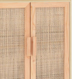 NNEVL Sideboard Brown 60x30x70 cm Solid Wood Pine and Natural Rattan