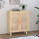 NNEVL Sideboard Brown 60x30x70 cm Solid Wood Pine and Natural Rattan
