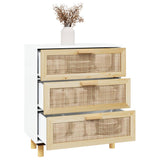 NNEVL Sideboard White 60x30x70 cm Solid Wood Pine and Natural Rattan