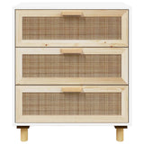 NNEVL Sideboard White 60x30x70 cm Solid Wood Pine and Natural Rattan