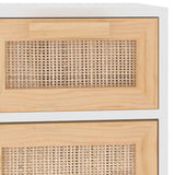 NNEVL Sideboard White 60x30x75 cm Solid Wood Pine and Natural Rattan