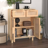 NNEVL Sideboard Brown 60x30x75 cm Solid Wood Pine and Natural Rattan