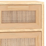 NNEVL Sideboard Brown 60x30x75 cm Solid Wood Pine and Natural Rattan