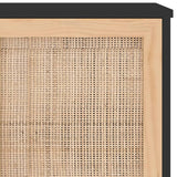 NNEVL Sideboard Black 105x30x60 cm Solid Wood Pine and Natural Rattan