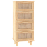 NNEVL Sideboard Brown 40x30x90 cm Solid Wood Pine and Natural Rattan