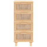 NNEVL Sideboard Brown 40x30x90 cm Solid Wood Pine and Natural Rattan