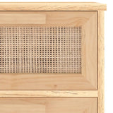 NNEVL Sideboard Brown 40x30x90 cm Solid Wood Pine and Natural Rattan