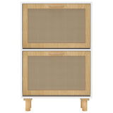 NNEVL Shoe Cabinet White 52x25x80 cm Engineered Wood and Natural Rattan
