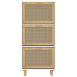 NNEVL Shoe Cabinet White 52x25x115 cm Engineered Wood and Natural Rattan