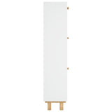 NNEVL Shoe Cabinet White 52x25x115 cm Engineered Wood and Natural Rattan