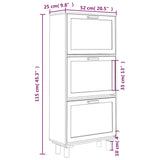 NNEVL Shoe Cabinet Black 52x25x115 cm Engineered Wood and Natural Rattan