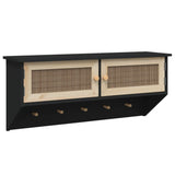NNEVL Wall-mounted Coat Rack Black Engineered Wood and Natural Rattan
