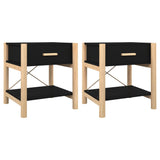 NNEVL Bedside Tables 2pcs Black 42x38x45 cm Engineered Wood