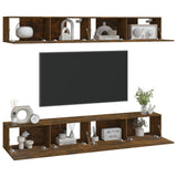NNEVL Wall TV Cabinets 4 pcs Smoked Oak 100x30x30 cm