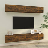 NNEVL Wall TV Cabinets 4 pcs Smoked Oak 100x30x30 cm