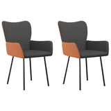 NNEVL Dining Chairs 2 pcs Dark Grey Fabric and Faux Leather