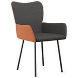 NNEVL Dining Chairs 2 pcs Dark Grey Fabric and Faux Leather
