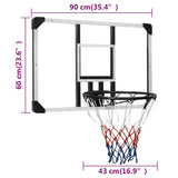 NNEVL Basketball Backboard Transparent 90x60x2.5 cm Polycarbonate