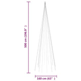 NNEVL Christmas Tree on Flagpole Warm White 732 LEDs 500 cm