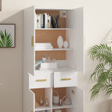 NNEVL Highboard White 69.5x34x179 cm Engineered Wood